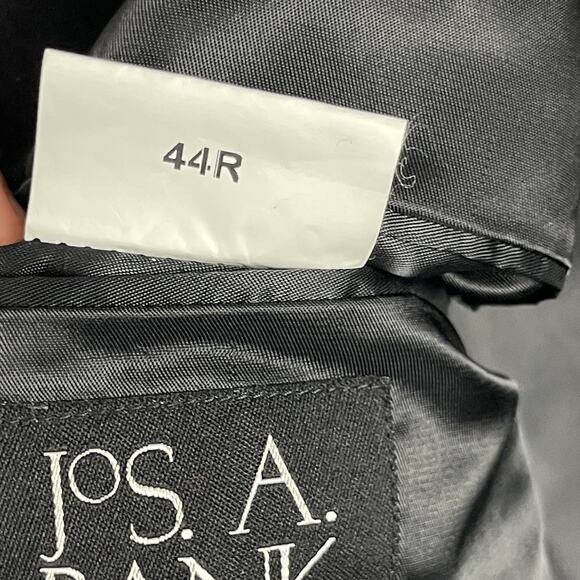 Jos A Bank Wool Pea Coat Overcoat Mens 44R Black Camel Hair Silk Classic - Picture 7 of 16